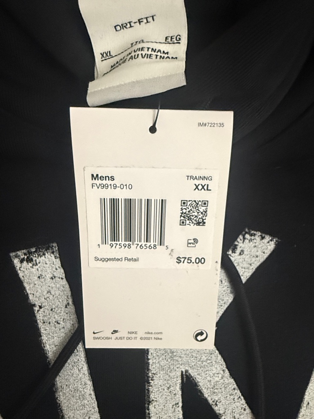 Nike Black Hoodie with White Distressed NIKE Logo Size XXL - Picture 2 of 16